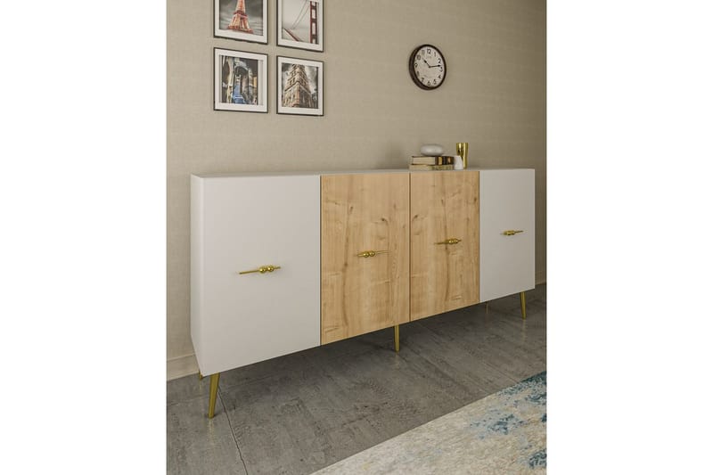 Huelva Konsolipöytä 150 cm - Valkoinen/Tammi - Huonekalut - Pöytä & ruokailuryhmä - Apupöytä & sivupöytä - Konsolipöytä