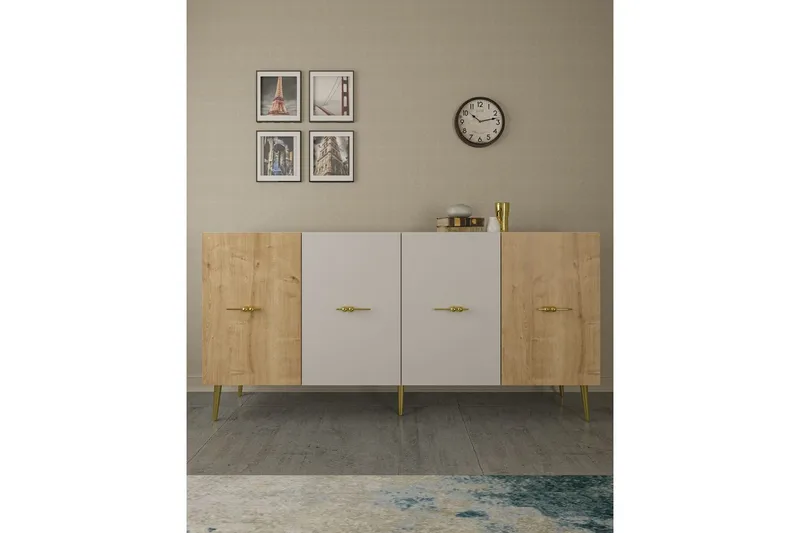 Huelva Konsolipöytä 150 cm - Valkoinen/Tammi - Huonekalut - Pöytä & ruokailuryhmä - Apupöytä & sivupöytä - Konsolipöytä