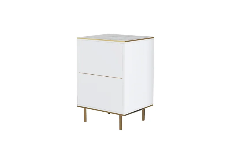 Imaj Yöpöytä 40 cm, Valkoinen Marmori/Kulta