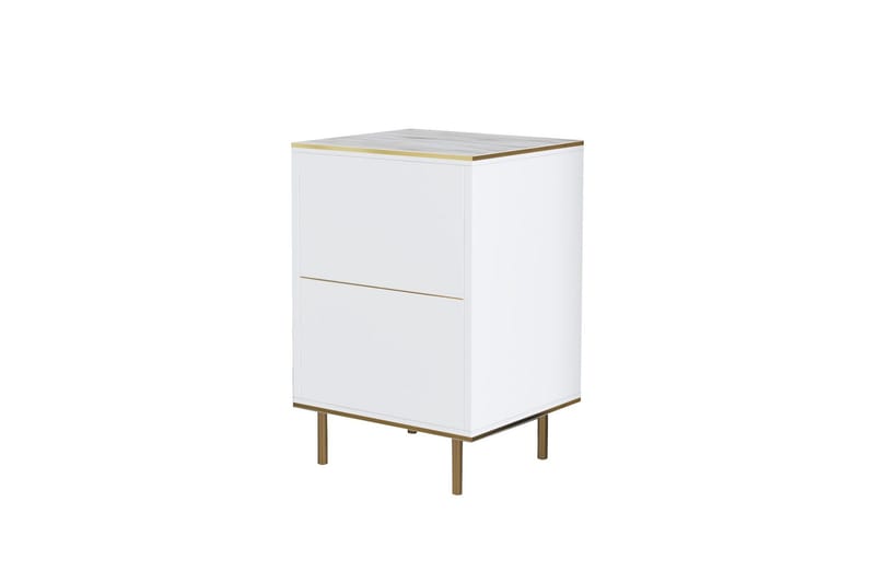 Imaj Yöpöytä 40 cm - Valkoinen Marmori/Kulta - Huonekalut - Pöytä & ruokailuryhmä - Apupöytä & sivupöytä - Yöpöytä