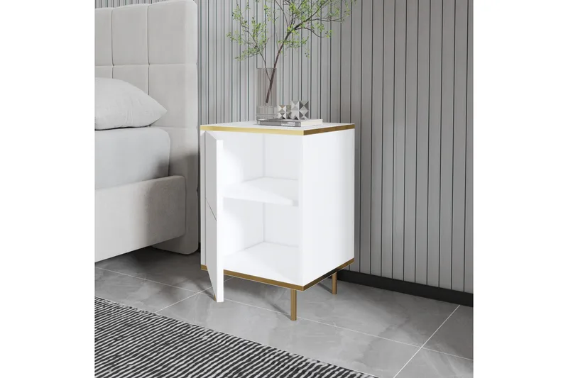 Imaj Yöpöytä 40 cm - Valkoinen/Kulta - Huonekalut - Pöytä & ruokailuryhmä - Apupöytä & sivupöytä - Yöpöytä