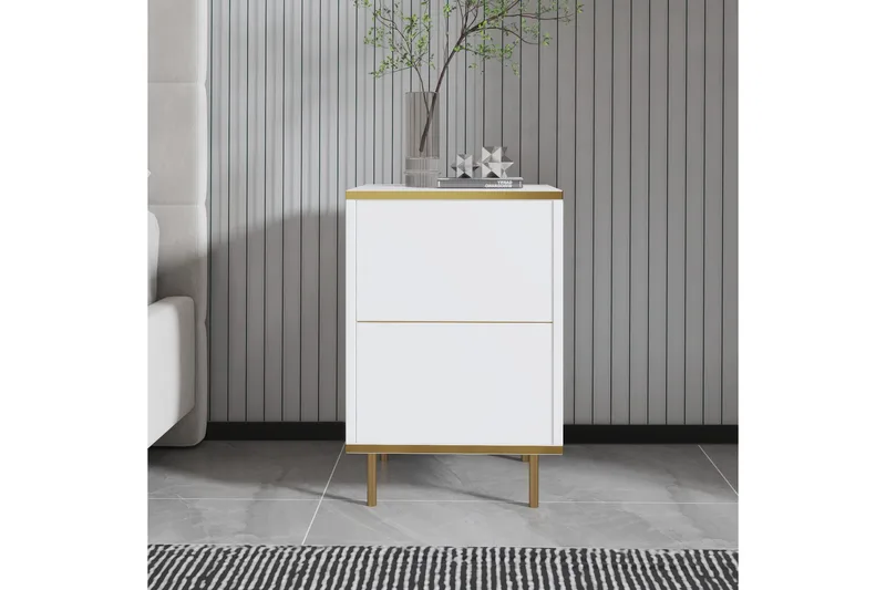 Imaj Yöpöytä 40 cm - Valkoinen/Kulta - Huonekalut - Pöytä & ruokailuryhmä - Apupöytä & sivupöytä - Yöpöytä