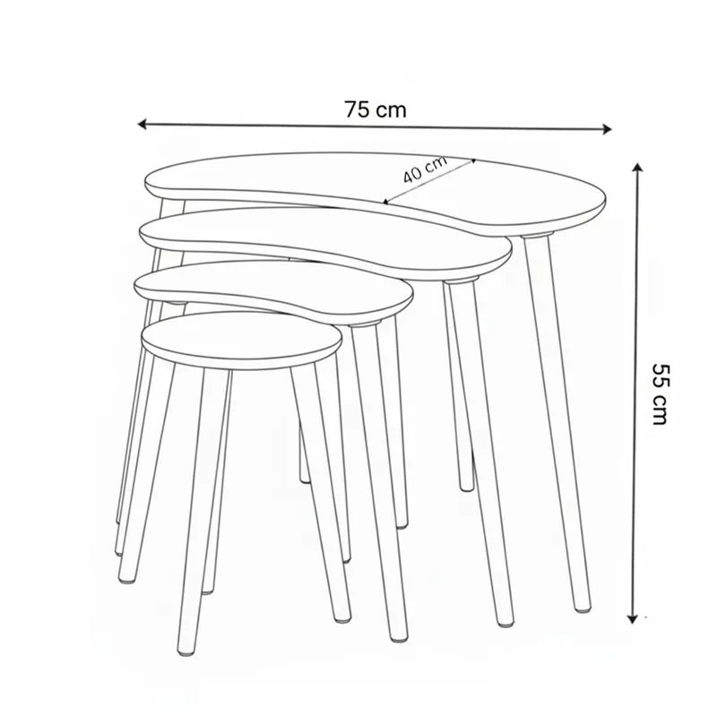 Indumati sarjapöydät 75 cm - Huonekalut - Pöytä & ruokailuryhmä - Apupöytä & sivupöytä - Sarjapöytä