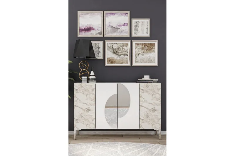 Jorel Konsolipöytä 120 cm - Valkoinen/Hopea - Huonekalut - Pöytä & ruokailuryhmä - Apupöytä & sivupöytä - Konsolipöytä