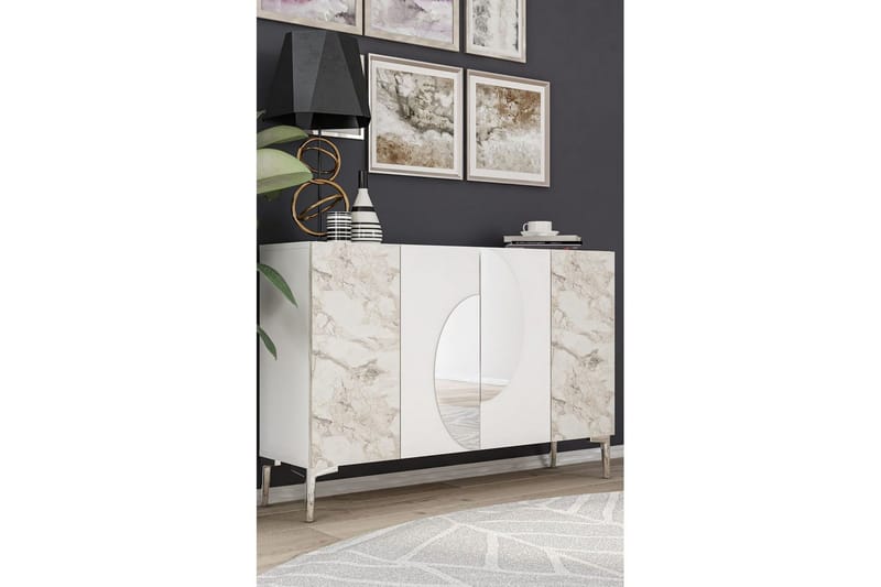 Jorel Konsolipöytä 120 cm - Valkoinen/Hopea - Huonekalut - Pöytä & ruokailuryhmä - Apupöytä & sivupöytä - Konsolipöytä