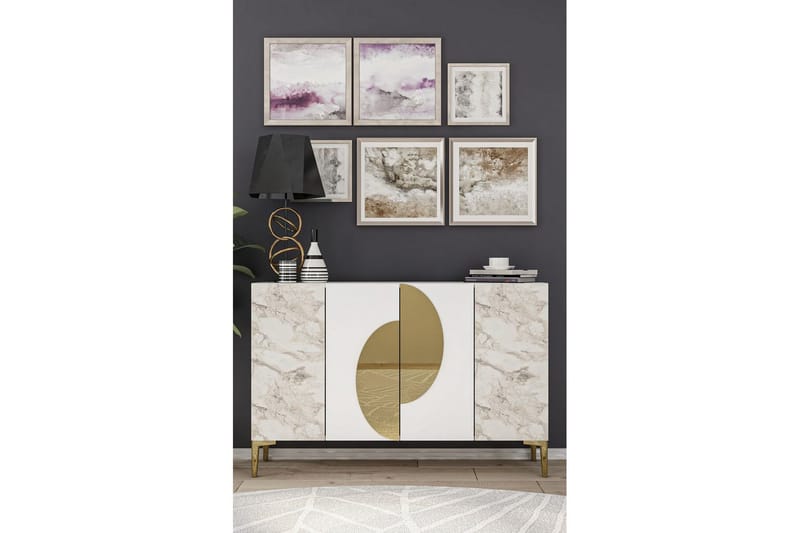 Jorel Konsolipöytä 120 cm - Valkoinen/Keltainend - Huonekalut - Pöytä & ruokailuryhmä - Apupöytä & sivupöytä - Konsolipöytä