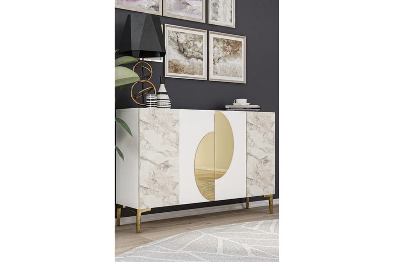 Jorel Konsolipöytä 120 cm - Valkoinen/Keltainend - Huonekalut - Pöytä & ruokailuryhmä - Apupöytä & sivupöytä - Konsolipöytä