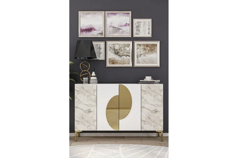 Jorel Konsolipöytä 120 cm - Valkoinen/Keltainend - Huonekalut - Pöytä & ruokailuryhmä - Apupöytä & sivupöytä - Konsolipöytä