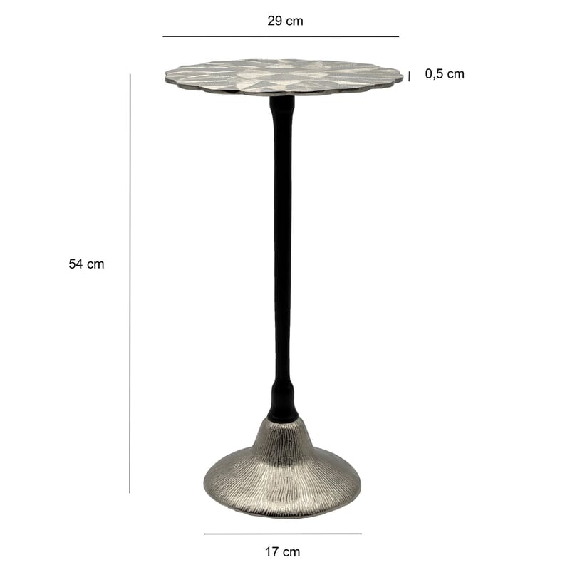 Junova-sivupöytä 29 cm, teollinen tyyli - Hopea ja musta - Huonekalut - Pöytä & ruokailuryhmä - Apupöytä & sivupöytä - Tarjotinpöytä & pikkupöytä