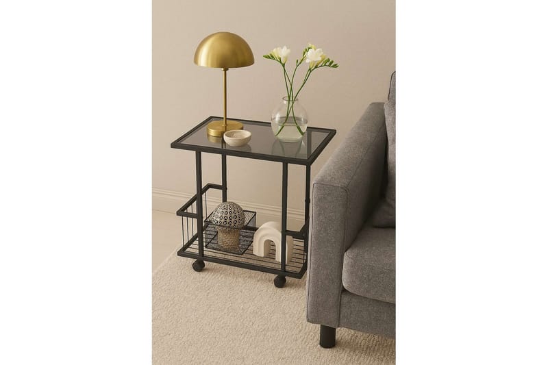 Kallin Sivupöytä 60x36 cm - Musta/Harmaa - Huonekalut - Pöytä & ruokailuryhmä - Apupöytä & sivupöytä - Tarjotinpöytä & pikkupöytä