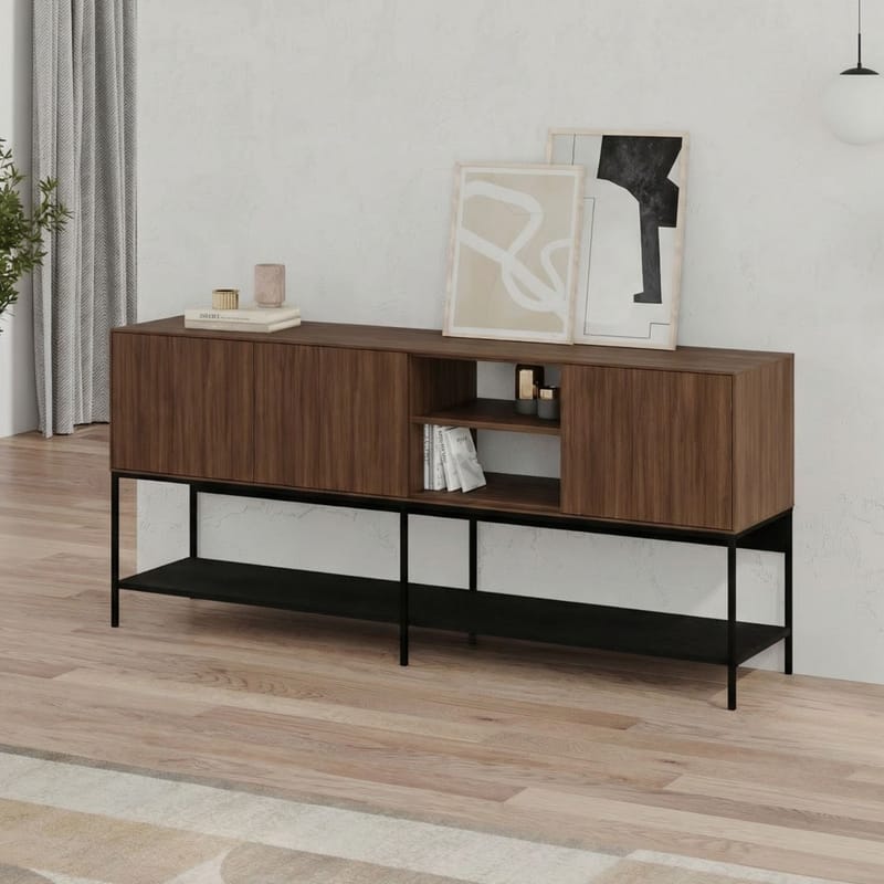 Kenvor konsolipöytä 180x80x40 cm - Milano Walnut, Wood Black, Musta - Huonekalut - Pöytä & ruokailuryhmä - Apupöytä & sivupöytä - Eteispöytä