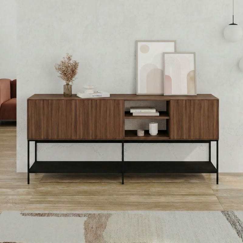 Kenvor konsolipöytä 180x80x40 cm - Milano Walnut, Wood Black, Musta - Huonekalut - Pöytä & ruokailuryhmä - Apupöytä & sivupöytä - Eteispöytä