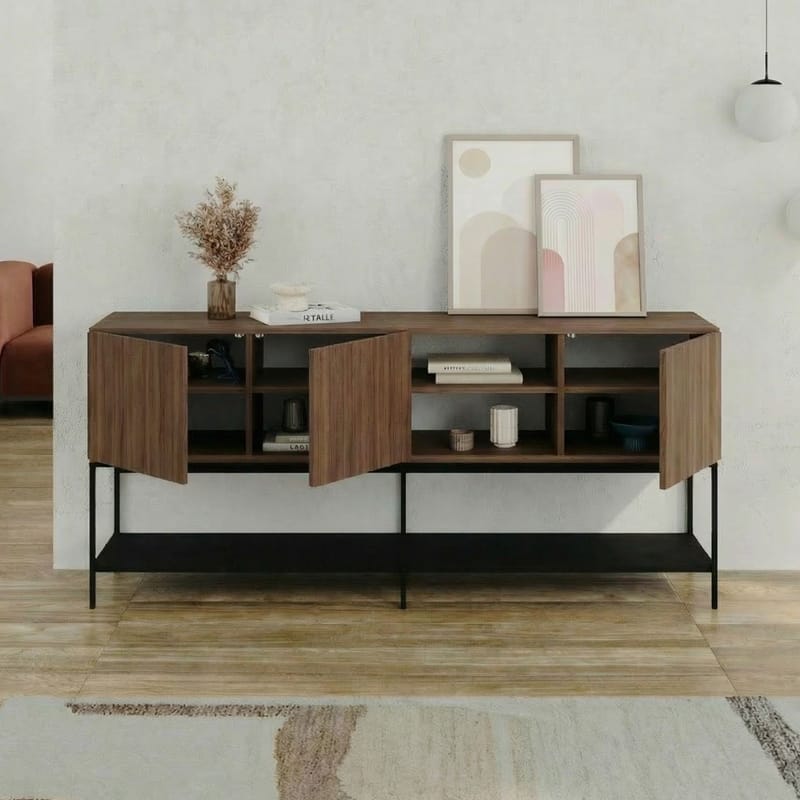 Kenvor konsolipöytä 180x80x40 cm - Milano Walnut, Wood Black, Musta - Huonekalut - Pöytä & ruokailuryhmä - Apupöytä & sivupöytä - Eteispöytä