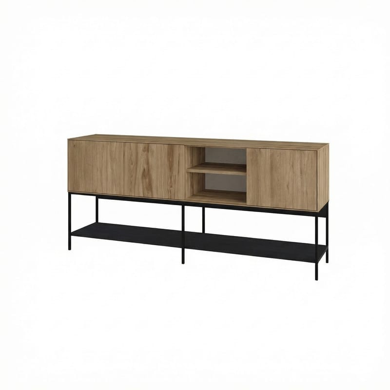 Kenvor konsolipöytä 180x80x40 cm, Natural Oak, Wood Black, musta