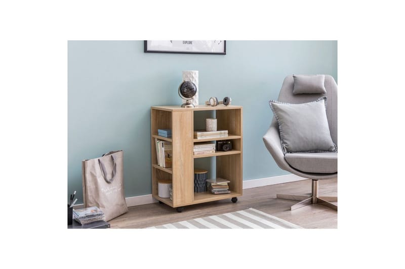 Kirjahylly Wohnling liikkuva, moderni ja yksinkertainen, jossa on useita säilytyslokeroita Sonoma - Sonoma - Säilytys - Säilytyskalusteet - Lipasto - Laatikostot