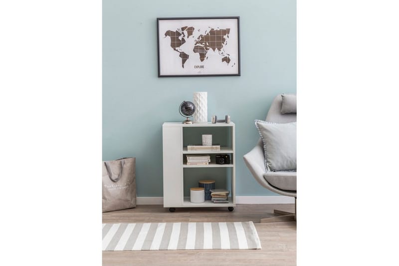 Kirjahylly Wohnling liikkuva, moderni ja yksinkertainen, jossa on useita säilytyslokeroita Valkoinen - Valkoinen - Talo & remontointi - Keittiö & kylpyhuone - Keittiö & kodinhoitohuone - Keittiön sisustus - Keittiöhylly