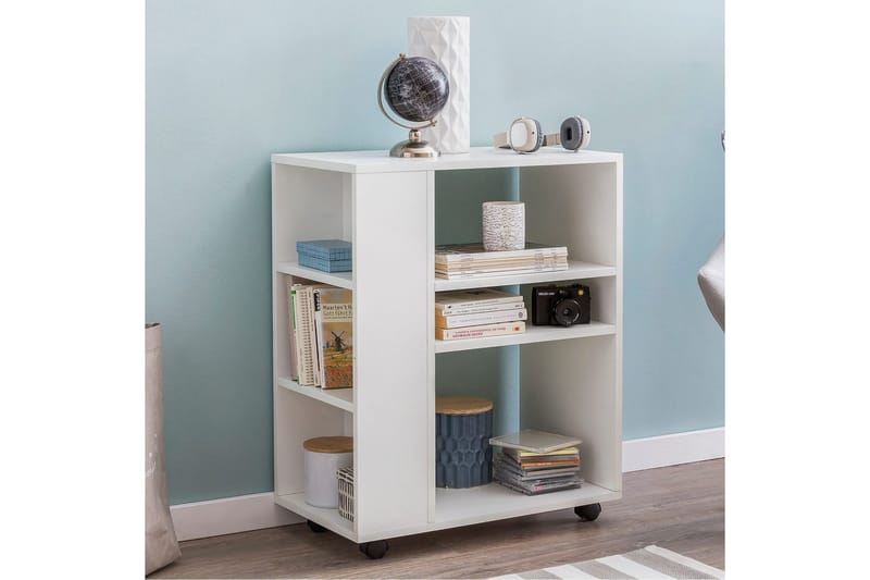 Kirjahylly Wohnling liikkuva, moderni ja yksinkertainen, jossa on useita säilytyslokeroita Valkoinen - Valkoinen - Säilytys - Säilytyskalusteet - Lipasto - Laatikostot