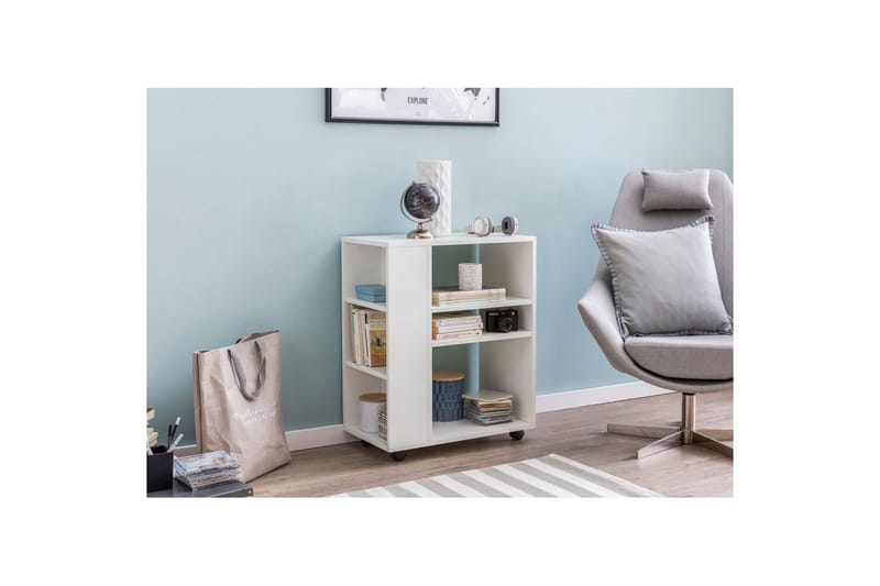 Kirjahylly Wohnling liikkuva, moderni ja yksinkertainen, jossa on useita säilytyslokeroita Valkoinen - Valkoinen - Talo & remontointi - Keittiö & kylpyhuone - Keittiö & kodinhoitohuone - Keittiön sisustus - Keittiöhylly