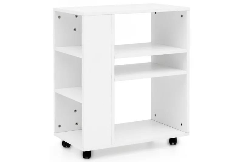 Kirjahylly Wohnling liikkuva, moderni ja yksinkertainen, jossa on useita säilytyslokeroita Valkoinen, Valkoinen
