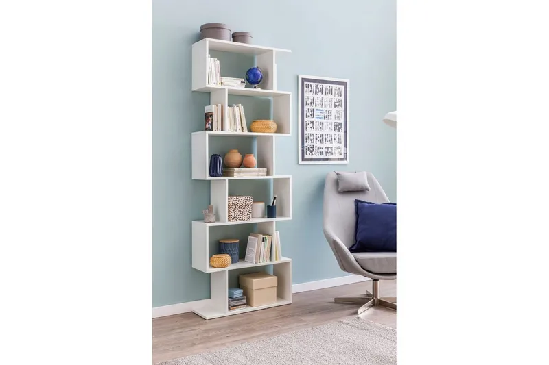 Kirjahylly Wohnling Tyylikäs ja 6 porrastettua säilytystasoa - Säilytys - Hylly - Kirjahylly