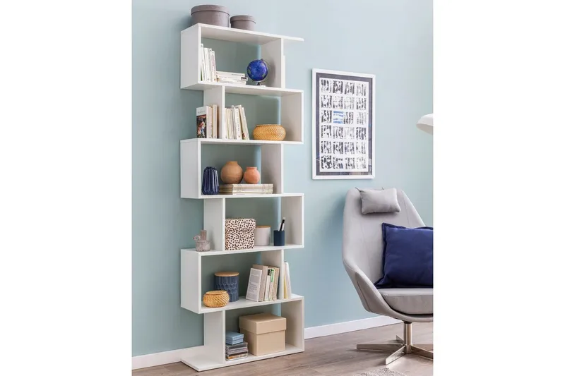 Kirjahylly Wohnling Tyylikäs ja 6 porrastettua säilytystasoa - Säilytys - Hylly - Kirjahylly