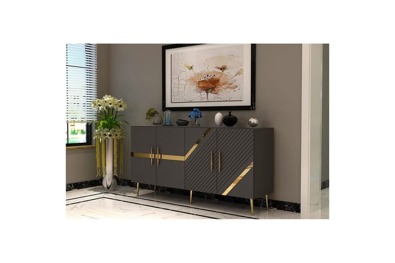 Konsoli Bielany Antrasiitti / Kulta - Antrasiitti / Kulta - Huonekalut - Pöytä & ruokailuryhmä - Apupöytä & sivupöytä - Konsolipöytä