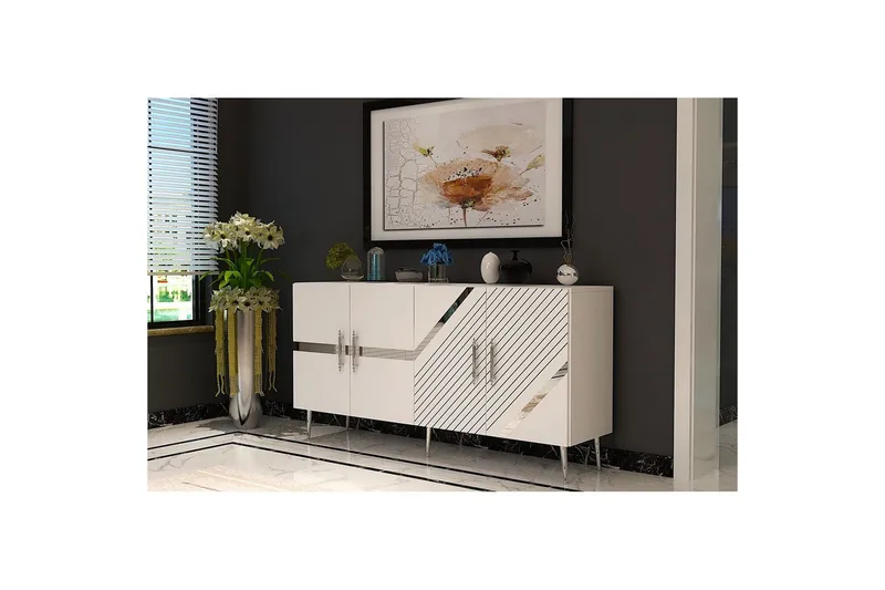 Konsoli Bielany Valkoinen / Hopea - Valkoinen / Hopea - Huonekalut - Pöytä & ruokailuryhmä - Apupöytä & sivupöytä - Konsolipöytä