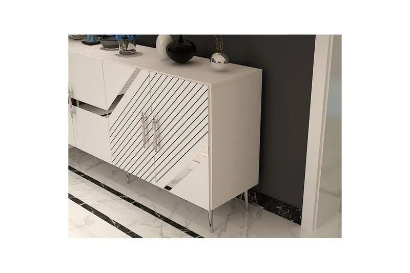 Konsoli Bielany Valkoinen / Hopea - Valkoinen / Hopea - Huonekalut - Pöytä & ruokailuryhmä - Apupöytä & sivupöytä - Konsolipöytä