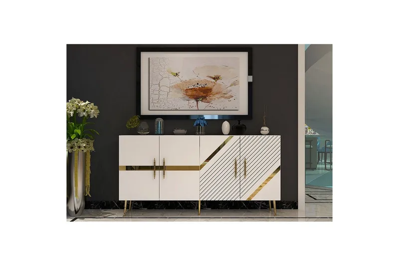 Konsoli Bielany Valkoinen / Kulta - Valkoinen / Kulta - Huonekalut - Pöytä & ruokailuryhmä - Apupöytä & sivupöytä - Konsolipöytä