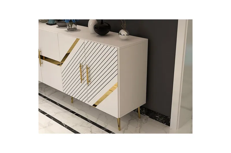 Konsoli Bielany Valkoinen / Kulta - Valkoinen / Kulta - Huonekalut - Pöytä & ruokailuryhmä - Apupöytä & sivupöytä - Konsolipöytä