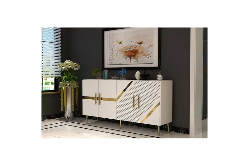 Konsoli Bielany Valkoinen / Kulta - Valkoinen / Kulta - Huonekalut - Pöytä & ruokailuryhmä - Apupöytä & sivupöytä - Konsolipöytä