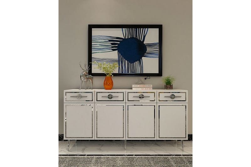 Konsoli Colomieuy Valkoinen / Hopea - Valkoinen / Hopea - Huonekalut - Pöytä & ruokailuryhmä - Apupöytä & sivupöytä - Konsolipöytä