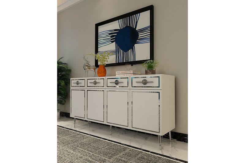 Konsoli Colomieuy Valkoinen / Hopea - Valkoinen / Hopea - Huonekalut - Pöytä & ruokailuryhmä - Apupöytä & sivupöytä - Konsolipöytä