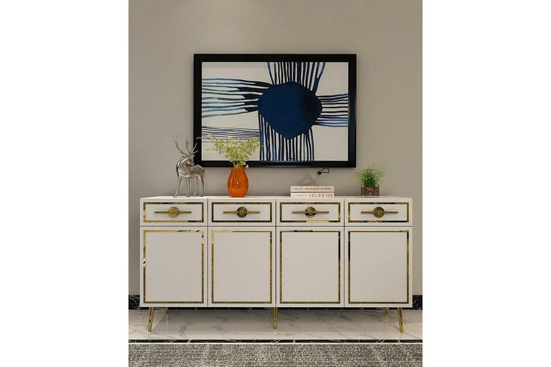 Konsoli Colomieuy Valkoinen / Kulta - Valkoinen / Kulta - Huonekalut - Pöytä & ruokailuryhmä - Apupöytä & sivupöytä - Konsolipöytä