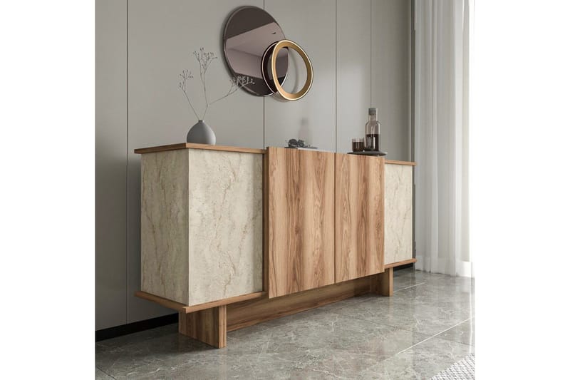 Konsoli Diannare Travertiini / Pähkinäpuu - Travertiini / Pähkinäpuu - Huonekalut - Pöytä & ruokailuryhmä - Apupöytä & sivupöytä - Konsolipöytä