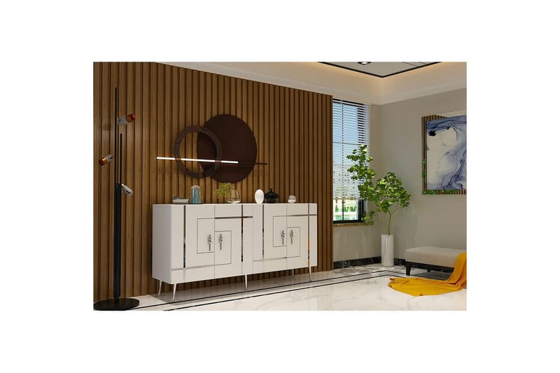 Konsoli Linja Valkoinen / Hopea - Valkoinen / Hopea - Huonekalut - Pöytä & ruokailuryhmä - Apupöytä & sivupöytä - Konsolipöytä