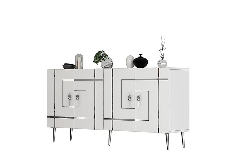 Konsoli Linja Valkoinen / Hopea - Valkoinen / Hopea - Huonekalut - Pöytä & ruokailuryhmä - Apupöytä & sivupöytä - Konsolipöytä