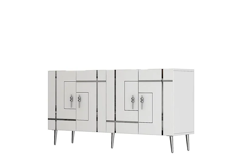 Konsoli Linja Valkoinen / Hopea - Valkoinen / Hopea - Huonekalut - Pöytä & ruokailuryhmä - Apupöytä & sivupöytä - Konsolipöytä