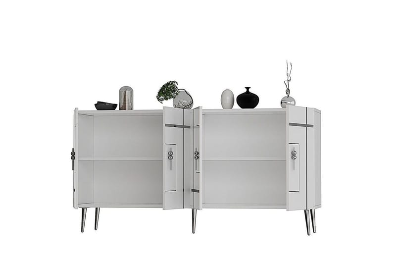 Konsoli Linja Valkoinen / Hopea - Valkoinen / Hopea - Huonekalut - Pöytä & ruokailuryhmä - Apupöytä & sivupöytä - Konsolipöytä