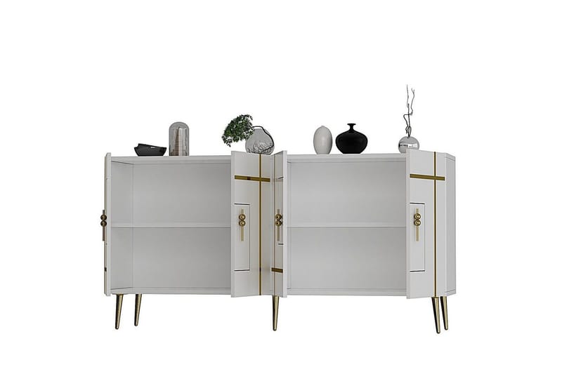 Konsoli Linja Valkoinen / Kulta - Valkoinen / Kulta - Huonekalut - Pöytä & ruokailuryhmä - Apupöytä & sivupöytä - Konsolipöytä