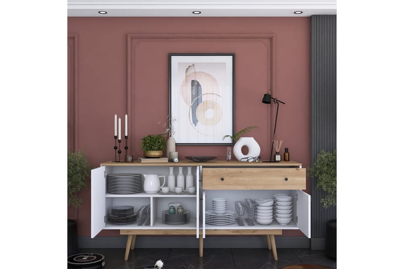 Konsoli Miraenis Pähkinäpuu / Valkoinen - Tummanruskea/Valkoinen - Huonekalut - Pöytä & ruokailuryhmä - Apupöytä & sivupöytä - Konsolipöytä