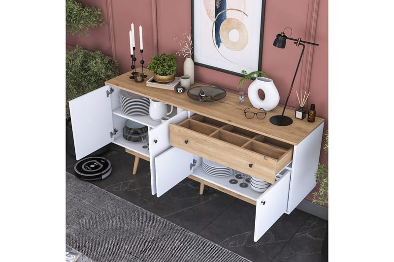 Konsoli Miraenis Pähkinäpuu / Valkoinen - Tummanruskea/Valkoinen - Huonekalut - Pöytä & ruokailuryhmä - Apupöytä & sivupöytä - Konsolipöytä