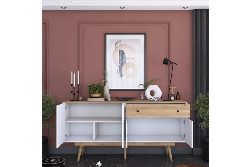 Konsoli Miraenis Pähkinäpuu / Valkoinen - Tummanruskea/Valkoinen - Huonekalut - Pöytä & ruokailuryhmä - Apupöytä & sivupöytä - Konsolipöytä