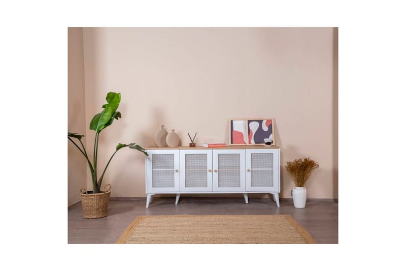 Konsoli Mjudi Valkoinen / Tammi - Valkoinen / Tammi - Huonekalut - Pöytä & ruokailuryhmä - Apupöytä & sivupöytä - Konsolipöytä