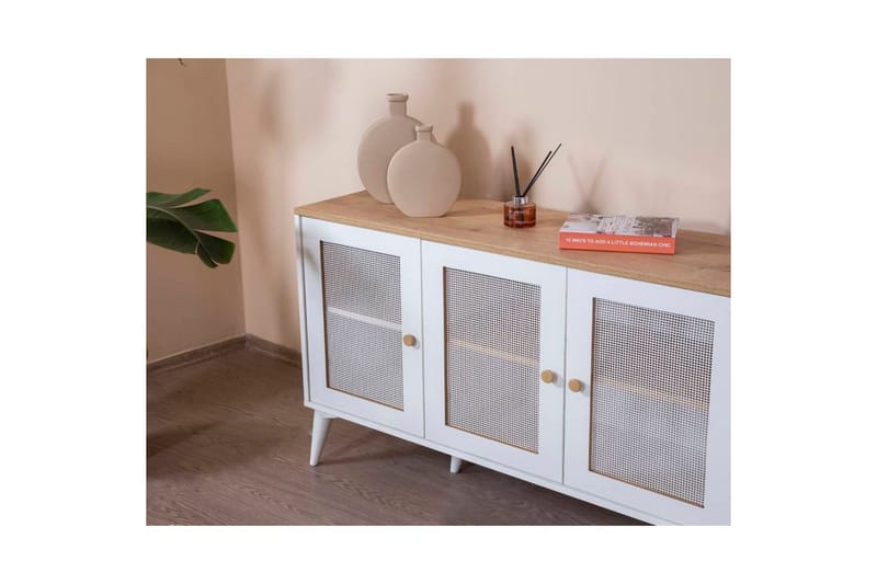 Konsoli Mjudi Valkoinen / Tammi - Valkoinen / Tammi - Huonekalut - Pöytä & ruokailuryhmä - Apupöytä & sivupöytä - Konsolipöytä