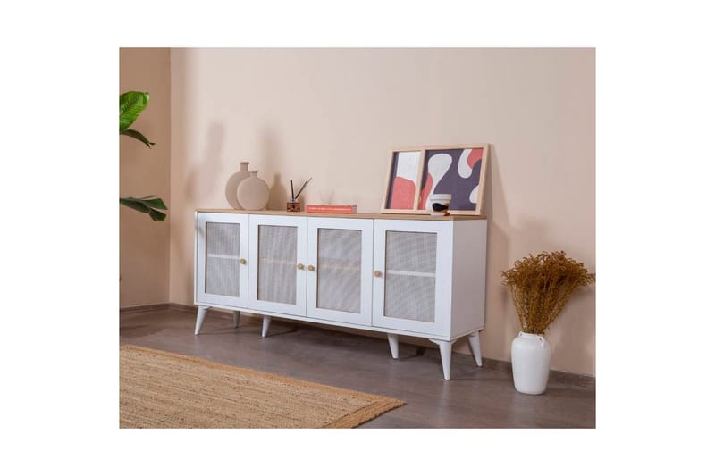 Konsoli Mjudi Valkoinen / Tammi - Valkoinen / Tammi - Huonekalut - Pöytä & ruokailuryhmä - Apupöytä & sivupöytä - Konsolipöytä