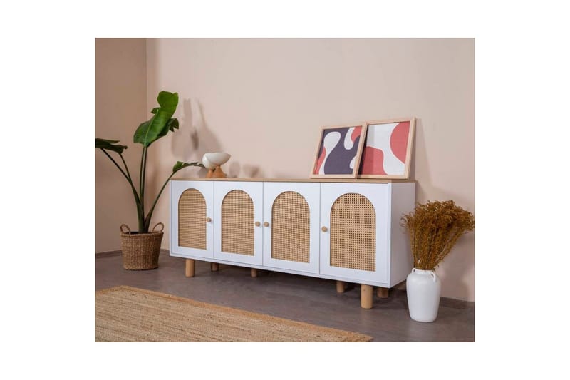 Konsoli Terra Valkoinen / Tammi - Keskisävyinen puu/Valkoinen - Huonekalut - Pöytä & ruokailuryhmä - Apupöytä & sivupöytä - Konsolipöytä