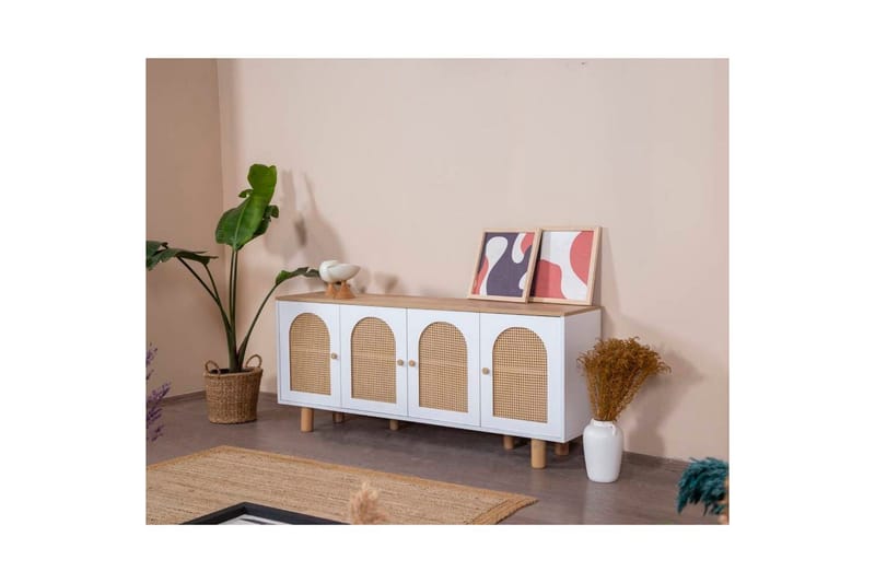 Konsoli Terra Valkoinen / Tammi - Keskisävyinen puu/Valkoinen - Huonekalut - Pöytä & ruokailuryhmä - Apupöytä & sivupöytä - Konsolipöytä