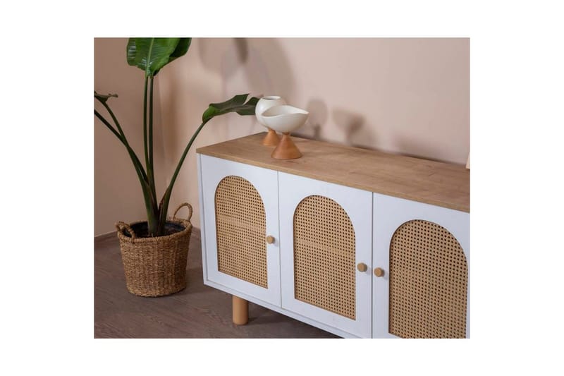 Konsoli Terra Valkoinen / Tammi - Keskisävyinen puu/Valkoinen - Huonekalut - Pöytä & ruokailuryhmä - Apupöytä & sivupöytä - Konsolipöytä