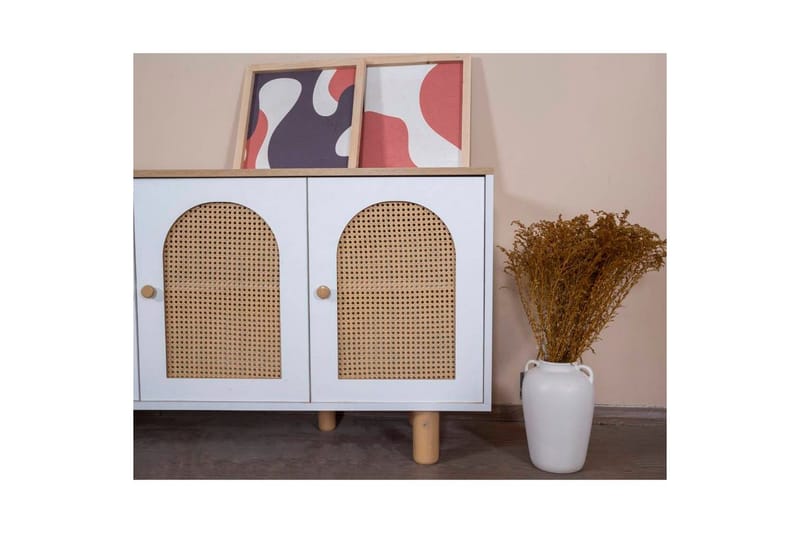 Konsoli Terra Valkoinen / Tammi - Keskisävyinen puu/Valkoinen - Huonekalut - Pöytä & ruokailuryhmä - Apupöytä & sivupöytä - Konsolipöytä